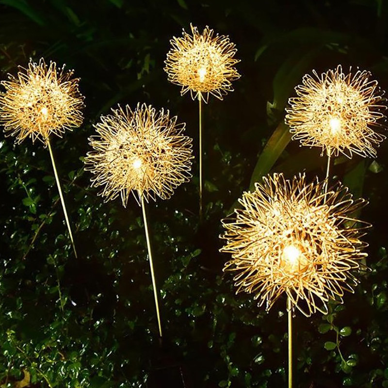 led aluminum wire ball decoration lamp outdoor square park lighting festival dandelion reed ball solar decoration lamp