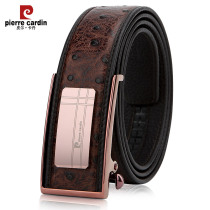 Pierre Cardin automatic buckle belt mens business leisure mens belt ostrich pattern mens belt Joker leather belt