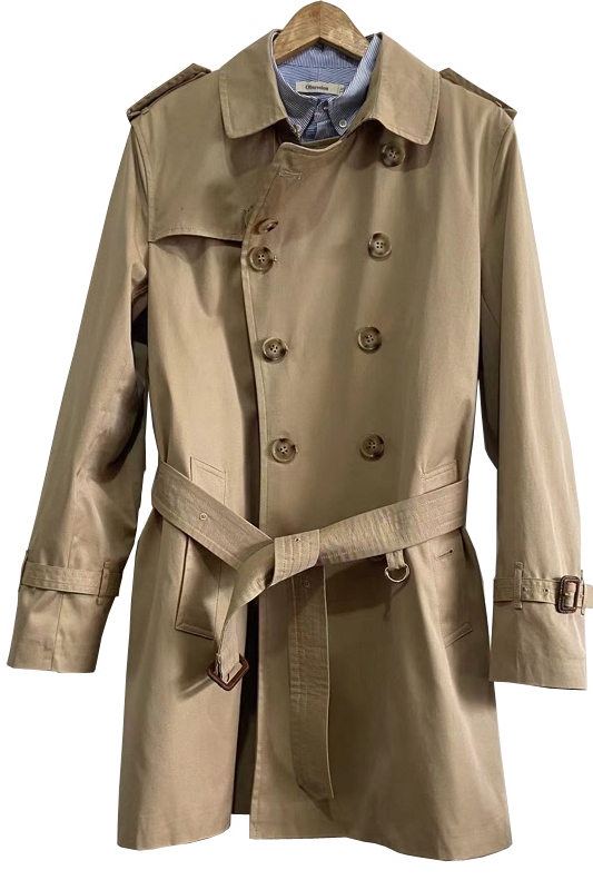 Autumn and Winter Men's Trench Coat, Mid-Length British Style B Brand Business Jacket, Pure Cotton Waterproof Slim-Fit Men's Coat
