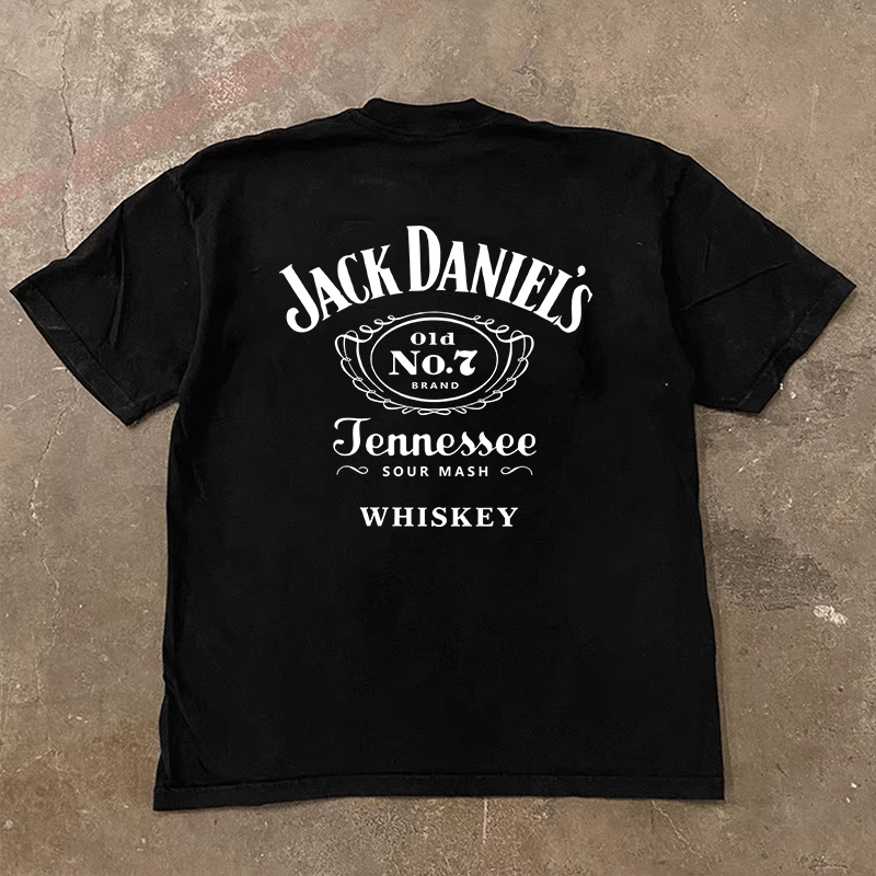 【24H Pure Cotton】260G “Jack Daniel'S” Whiskey Print Pure Cotton Short-Sleeve T-Shirt, Loose Fit, Unisex