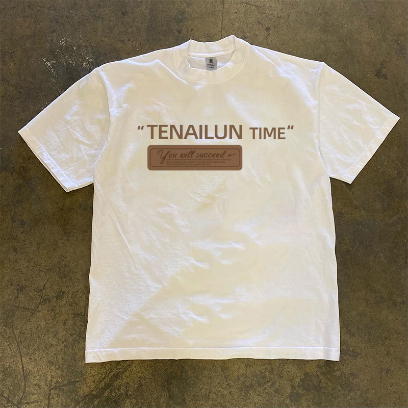 【24H Pure Cotton】Heavyweight American-Style Light Luxury 100% Pure Cotton Printed Short-Sleeve T-Shirt, Loose Fit, Niche Design Men's Clothing