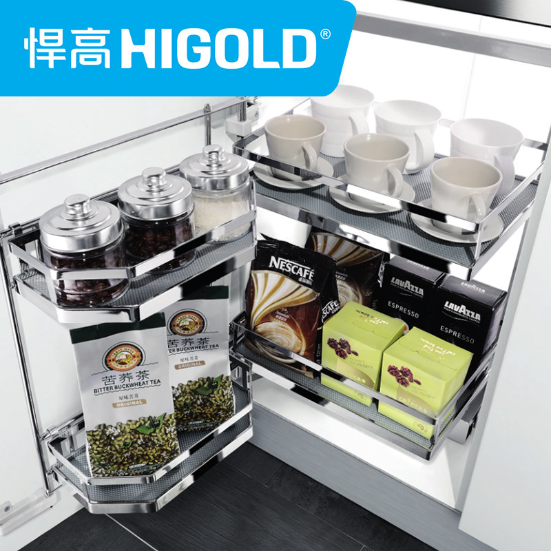 Higold 304 stainless steel high ground cabinet linkage damping 600 cabinet cabinet carbon steel seasoning dishes pull basket open door type