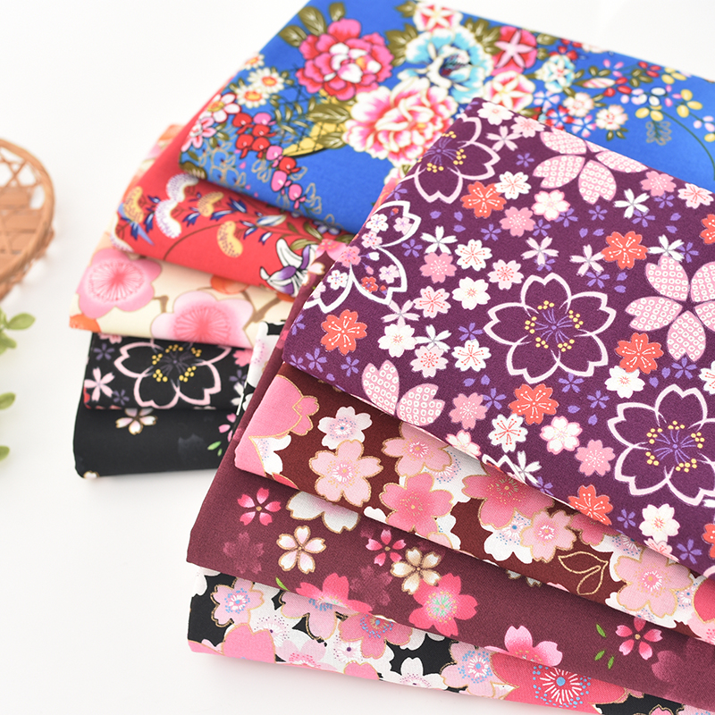 Small dough fabric imported from Japan and wind cotton cotton cherry blossom cheongsam clothing children's clothing fabric special price