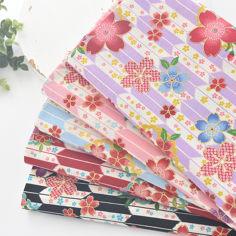 Japanese imports of pure cotton bronzed and wind fabrics Arrow plums Cherry Blossom Fabric Clothes Skirt Dresses Dresses Handmade DIY