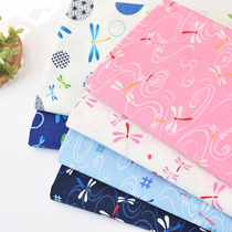 Small dough fabric Japanese and wind bamboo cotton fabric Dragonfly childrens kimono cheongsam bathrobe handmade DIY