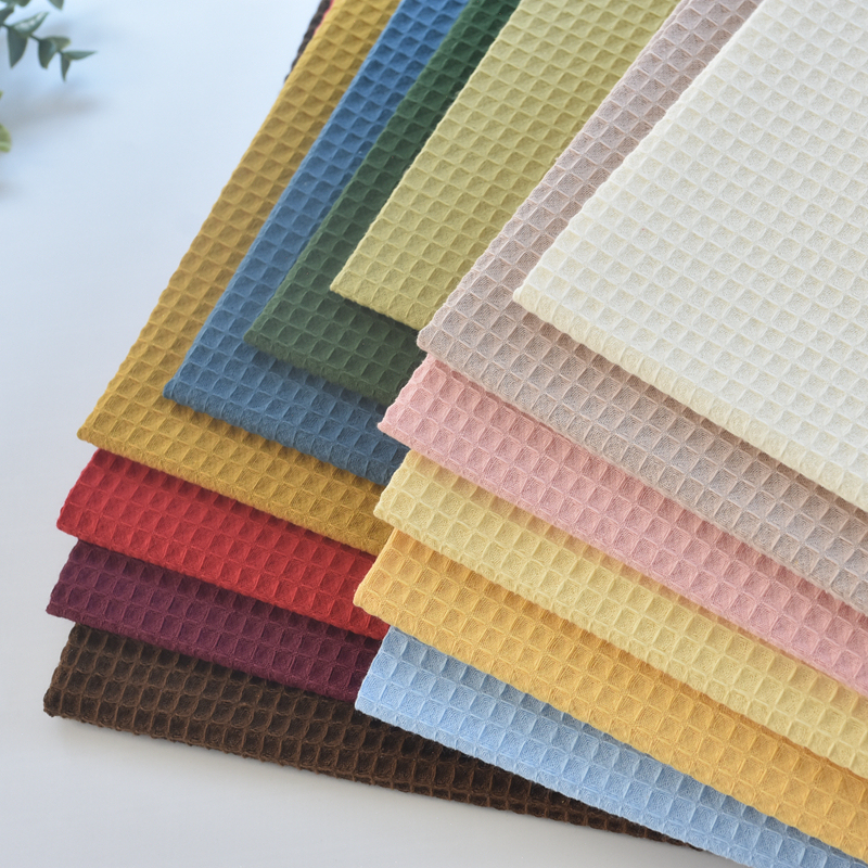 Small Batch Fabric Pure Cotton Solid Color Waffle Fabric Hotel Bathrobe Pajamas Absorbent Breathable Handmade Home DIY