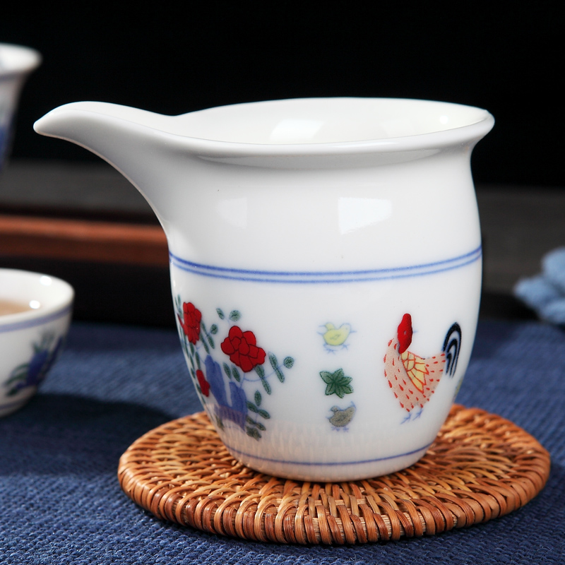Ceramic tea set archaize cylinder cup chicken chicken male figure a complete set of kung fu tea cups with tureen teapot gift boxes