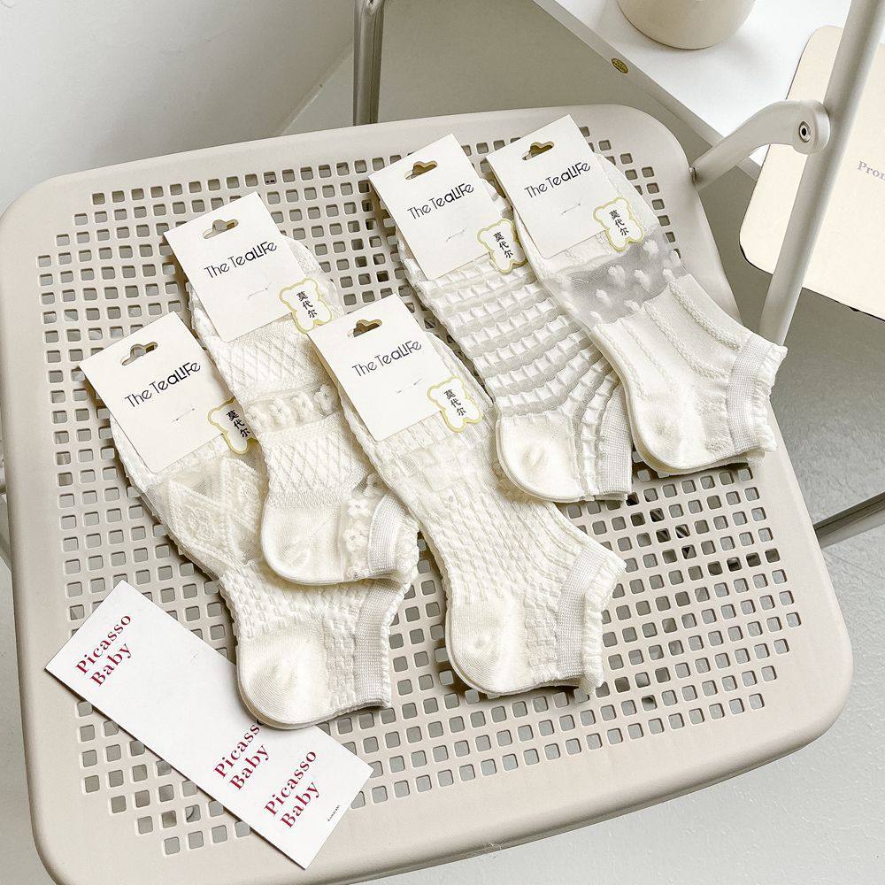 Spring and summer new thin overdraft Modeir cotton white ensemble Hollowed-out lady Short Sox invisible Sox female shallow mouth