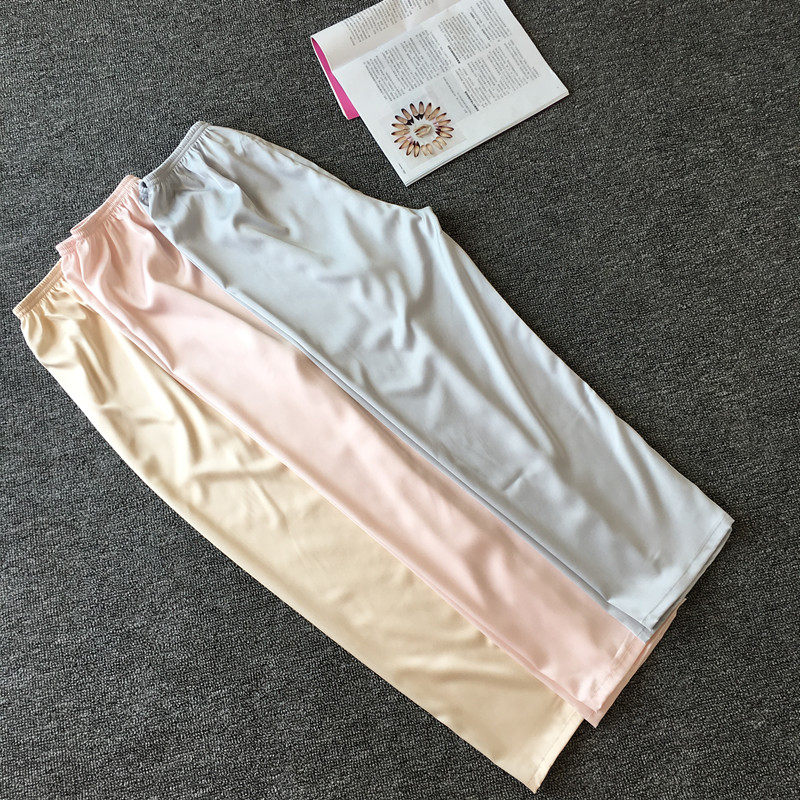 Spring Summer Autumn New Sleeping Pants Lady Long Pants Emulation Silk Home Pants Ice Silk Long Pants Loose Air Conditioning Pants can be worn outside