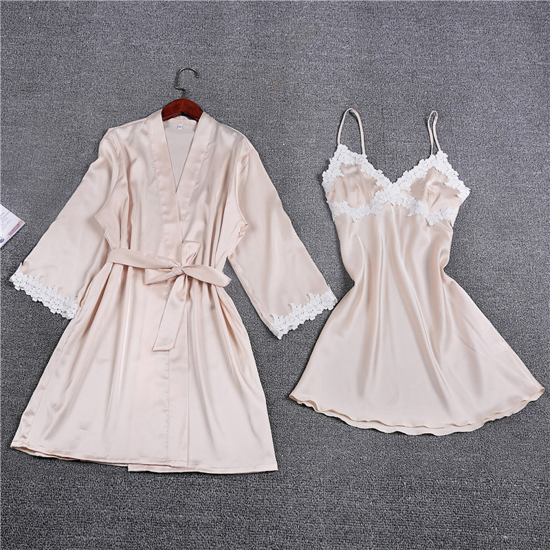 Korean version 70% sleeves Chest Cushion Sexy Pyjamas Women Spring Summer Two Sets Harness Pyjamas Sleeping gowns Home Clothing New Products-Taobao