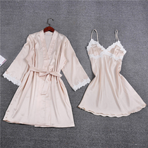 Korean version of seven-point sleeve chest pad sexy pajamas female spring and summer two-piece sling nightgown home clothing new products