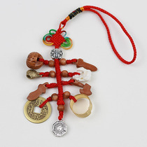 Green fish stone Ping An auto car hanging pendant This life of the year Ping An China Peach Basket Red Rope Pendant Baby Press Shock
