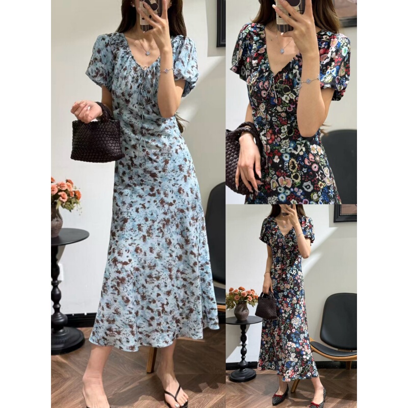Elegant and High-End Cashmere Store 2026 Summer New Fashion Floral Silk Mulberry Silk Flutter Sleeve Dress Elegant and High-End Cashmere Store 2026 Summer New Fashion Floral Silk Mulberry Silk Flutter Sleeve Dress