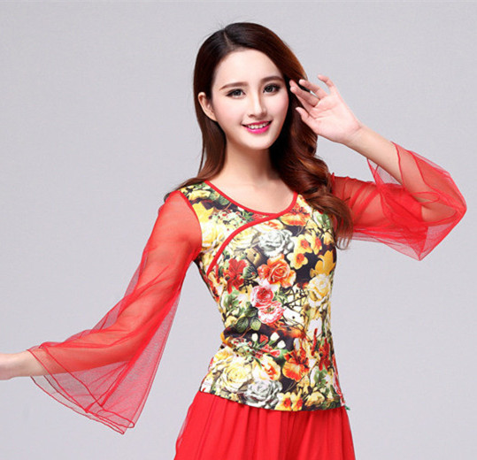 Spring / Summer Quảng trường Khiêu vũ trang phục của Cloud Sleeve Vũ Suit Nữ Adult New quần Wide-Legged Quốc Phong cách ăn mặc Performance