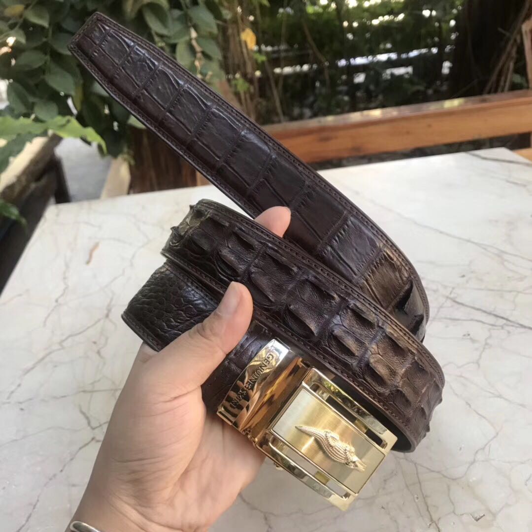 Thai Avocado Leather Double Bone Ridge Back Strap Men's Automatic Buckle Belt Casual Business 100 Hitch High-end Atmospheric Coffee