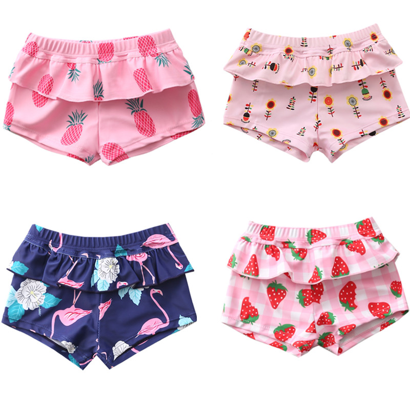 Girls Swimming Trunks Boxer female baby small, medium and large children cute ruffle girls increase baby swimsuit swimming trunks