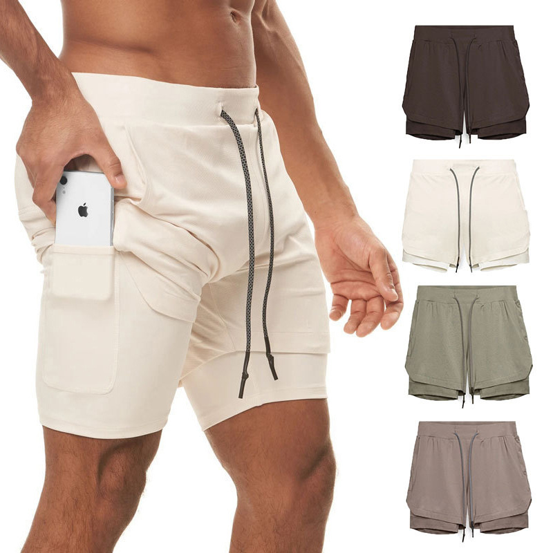 Alo Alternative European and American Style Sports Shorts for Men, Double-Layer Towel-Hanging, Breathable, Solid Color, Five-Point Shorts for Fitness and Running Alo Alternative European and American Style Sports Shorts for Men, Double-Layer Towel-Hanging, Breathable, Solid Color, Five-Point Shorts for Fitness and Running