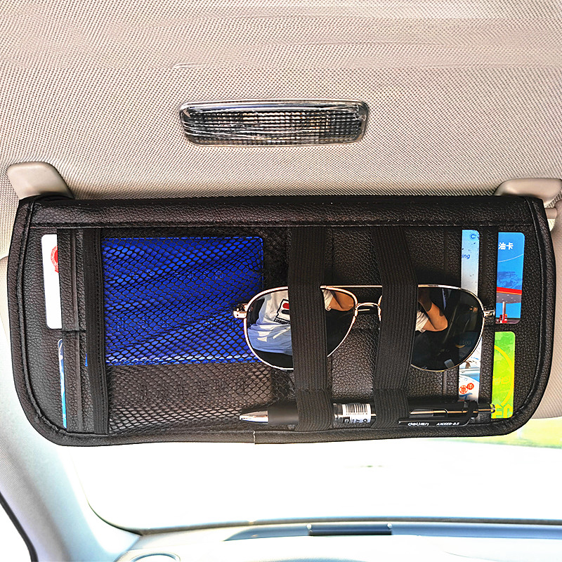 Car storage bag sun visor card clip multi-function driver's license ticket card bag storage sleeve car glasses clip