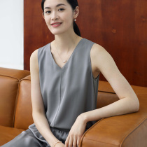 Monastery Mountain Wen also reunited with 2 22 mmi heavy pound genuine silk double Joe satin jacket minimalist casual sleeveless blouse summer lady