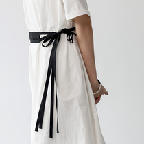 Sishan Wenwen also night wind black casual simple Joker decoration wide cloth belt waist seal rope womens skirt