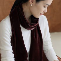 Monastery Mountain Wen also flowy Genuine Velvet Scarf Retro Elegant Pure Color 100 Hitch Warm Decoration Dual-use Woman