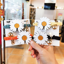 Korean version of small daisy hair rope cute girl Hairband Net Red fresh flower head rope tie hair rubber band leather case