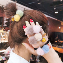 Autumn and winter plush girl heart hair rope Korea East Gate head rope tie Hairband bracelet dual-purpose headdress