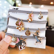 Sweet cartoon cat and mouse alloy tie hair rubber band hair head rope hipster hair rope leather case Hairband