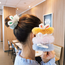Cute plush rabbit ears hair ropes sweet and small frescoed hair leather fascia Korean minimalist head rope disc hair headgear