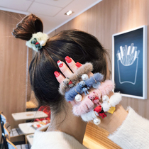 Cute Alloy Small Bear Hair Rope Autumn Winter Plush Zapped Hair Leather Fascia Sweet and simple disc hair rope 100 hitch lap woman