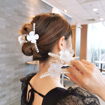 Tennis Red Temperament Pearl Grip Clip Style Small Balsamic Wind Flowers Hair grab sweet and simple post Brain spoons disc hair clip Card Issuer