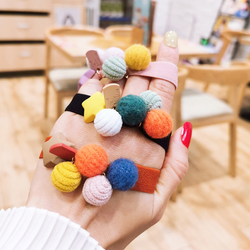 South Korea Dongdaemun with sweet ball with hair rubber band wide edge high elastic hair band hair band leather case