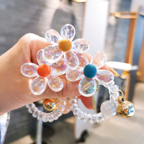 Small fresh crystal flower telephone line hair cord Hair Leather Fascia Pan Hair Rope Sweet disc hair head Rope Daughter