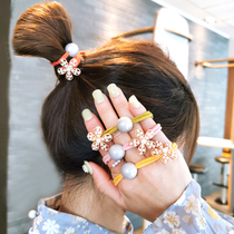Meritocratic alloy flower hair rope high elastic Zayed hair leather gluten sweet and simple head rope disc hair leather set hair ring head decoration