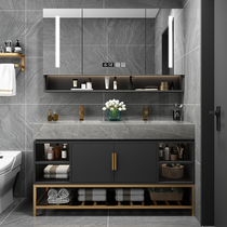 Rock plate one-piece basin Bathroom cabinet combination Modern simple bathroom cabinet Light luxury bathroom hand wash basin sink sink