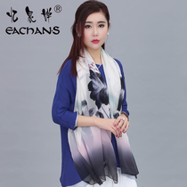 Yi Sichan hand-painted silk scarf female long thin 100 mulberry silk ink painting gauze spring and autumn ethnic silk scarf