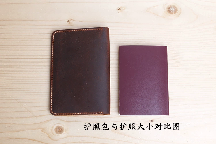 Lớp da hộ chiếu da đầu tiên ở nước ngoài giấy chứng nhận túi Handmade handmade crazy crazy skin skin case