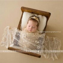 Beige embroidered lace hanging tassel yarn newborn photography props baby full moon hundred heavenly treasure photo wrap pad decoration