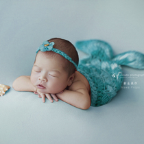 Newborn photography mermaid tail Full moon 100 days 100 days baby photo original design yarn handmade clothes