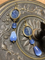 Italy m c sterling silver gold-plated cameo agate ear hook 1080 deposit 540