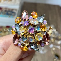 Big-name designer 24k gold-plated flower high-order crystal open ring 1180 deposit 700 non-refundable and non-exchangeable