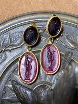 Italy m c sterling silver gold-plated glazed cameo earrings 2060 deposit 1030