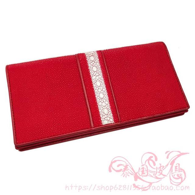 Happy Instrument Authentic Unisex Pearl Fish Skin Long Wallet Large Pearl Fish Skin Wallet Authentic