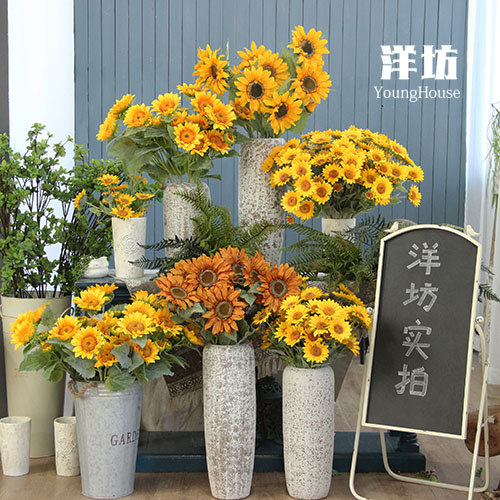 Yangtze High Simulation Sunflower Bouquet Living Room Fittings Sun Flower Fake Flower Artist Decoration Restaurant display