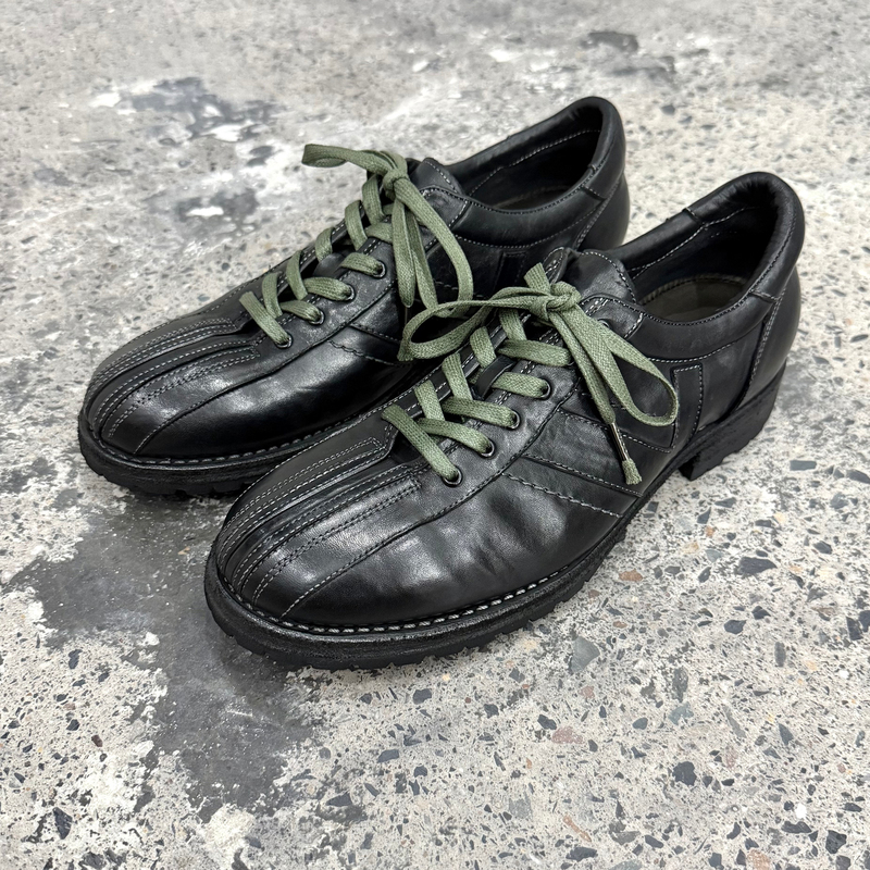 Horse Leather Lace-Up Goodyear Lug Sole Versatile Casual Washed Vintage Low-Top Retro Bowling German Training Shoes
