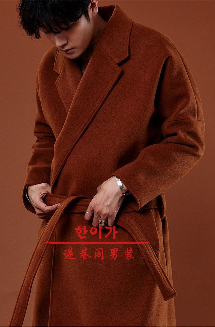 Phiên bản Hàn Quốc của áo gió cashmere nam siêu dài qua đầu gối áo khoác len nam cỡ lớn áo gió đi nắng nam