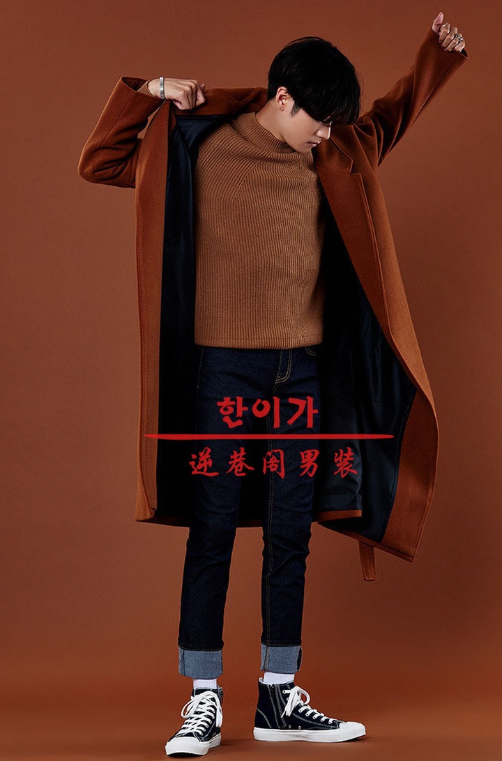 Phiên bản Hàn Quốc của áo gió cashmere nam siêu dài qua đầu gối áo khoác len nam cỡ lớn áo gió đi nắng nam