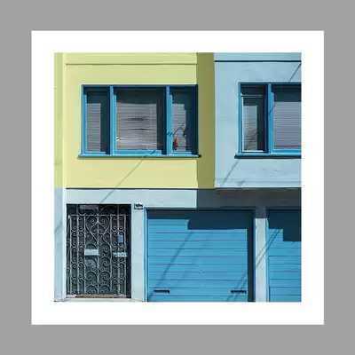 Mint platform exclusive photography art minimalist composition building blue yellow California sunshine fresh decorative painting
