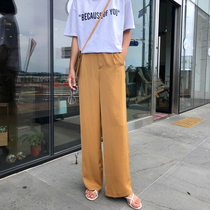 Season old high-waisted casual trousers wide-leg pants womens summer lazy minor K4587