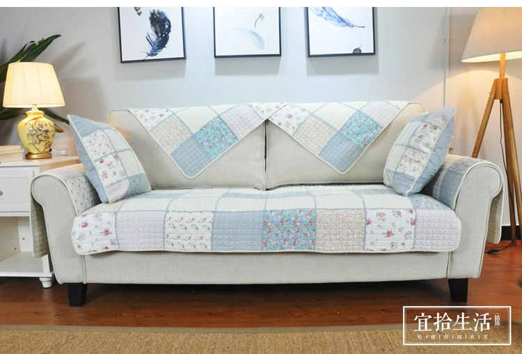 Mục vụ chăn bông vải chắp vá đơn giản hiện đại chống trượt bốn mùa sofa bông đệm đệm sofa - Ghế đệm / đệm Sofa đệm sofa gỗ